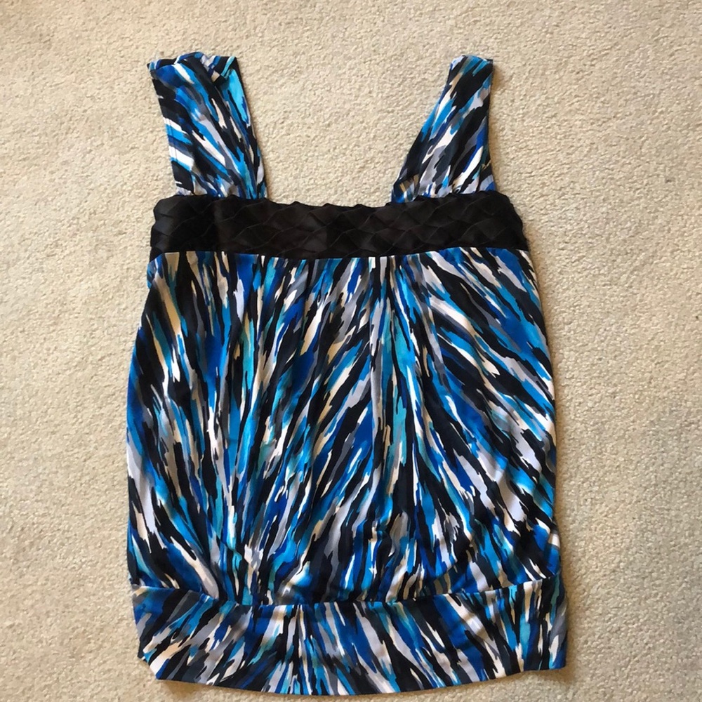 Blue, Black & White Sleeveless Blouse Size 18/20